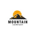 Modern Montain Logo With sun Design Vector Royalty Free Stock Photo