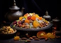 Modern moroccan sweets with fruit decoration banner