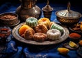 Modern moroccan sweets with fruit decoration banner
