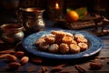 Modern moroccan sweets with fruit decoration banner