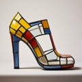 Modern Mosaic Shoe Inspired By Mondrian - Mike Phelps 2013 Royalty Free Stock Photo