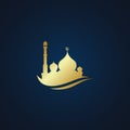 Modern Mosque Moslem Icon Vector Gold Dark Background