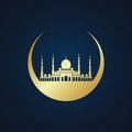 Modern Mosque Moslem Icon Vector Gold Dark Background