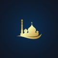 Modern Mosque Moslem Icon Vector Gold Dark Background