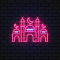 Modern mosque neon, great design for any purposes. Vector illustration