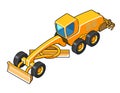 Modern motor grader with second blade isometric view