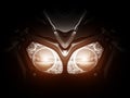 Modern motorcycle headlight with two bulbs Royalty Free Stock Photo