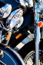 Modern motorcycle headlights close up view Royalty Free Stock Photo