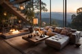 Modern Mountain-View Living Room with Floating Staircase