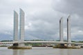 Modern moveable bridge in the French city Bordeaux