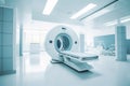 Modern MRI - magnetic resonance imaging - scanner machine in hospital room. Lab with MRI scan machine. Generative AI Royalty Free Stock Photo