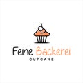 Modern muffin vector with Feine BÃÂ¤ckerei means Fine Bakery Royalty Free Stock Photo