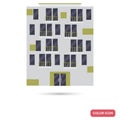 Modern multi apartment house color flat icon