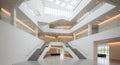 Modern Multi- Level Atrium with Grand Staircase and Skylights modern architecture interior Royalty Free Stock Photo
