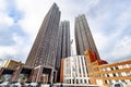 Modern multi-storey building in a new district of Moscow on a spring day