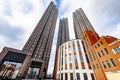 Modern multi-storey building in a new district of Moscow on a spring day