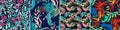 Modern multicolored exotic floral jungle pattern