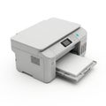 Modern multifunction printer with open paper tray isolated on transparent background Royalty Free Stock Photo