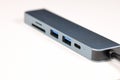 modern multifunctional adaptor or multiport docking station provide multi type of input output port for computer user.