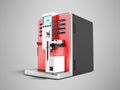 A modern multifunctional coffee machine with milk red 3d on the Royalty Free Stock Photo