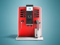 A modern multifunctional coffee machine with milk red front 3d r Royalty Free Stock Photo