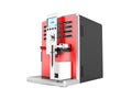 A modern multifunctional coffee machine with milk red 3d on the