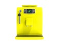 Modern multifunctional cooker with a water tank for two cups yellow in front 3d render on white background no shadow