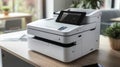 Modern multifunctional printer copier scanner in office setting Royalty Free Stock Photo