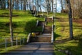 Modern multilevel stone staircase in the park Royalty Free Stock Photo