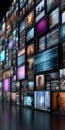 Modern Multimedia Display Wall in a State-of-the-Art Broadcast Studio for Innovative Communication Royalty Free Stock Photo