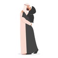 Modern muslim couple kissing each other. Arabian woman and man