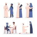 Modern muslim couple love story set. Arabian woman and man