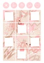 A modern muted pink palette for ladies. Puzzle abstract textural background for posts and stories on a social network