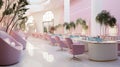 Modern nail salon interior, luxury service shop, spa room in pink design Royalty Free Stock Photo