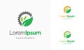 Modern nature technology logo, leaf and gear machine vector, Agriculture logo template icon, Green Eco Tech Logo Template Design Royalty Free Stock Photo