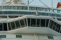 Modern navigational bridge of cruise passenger ship Britannia of Royal-class moored in Bridgetown.