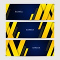Modern navy dark blue yellow gradient colors web abstract banner background. Business minimal background with stripes . Vector Royalty Free Stock Photo