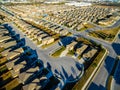 Modern Neighborhood Communities with Cul De Sac low angle evening golden hour Royalty Free Stock Photo