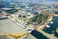 Modern neighbourhoods of Barcelona in Spain, aerial view Royalty Free Stock Photo