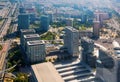 Modern neighbourhoods of Barcelona in Spain, aerial view Royalty Free Stock Photo