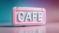 Modern neon cafe sign on clean white background Royalty Free Stock Photo