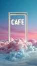 Modern neon cafe sign on clean white background Royalty Free Stock Photo