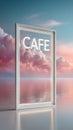 Modern neon cafe sign on clean white background Royalty Free Stock Photo