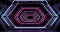 Modern Neon Geometric Corridor with Hexagonal Light Frames Royalty Free Stock Photo