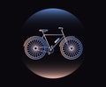 Modern Neon Thin Icon of bicycle on Black Background.