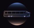 Modern Neon Thin Icon of bus on Black Background.