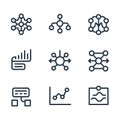 Network and Data Analytics Line Icons Set â Connectivity, Database, Graph and System Symbols Royalty Free Stock Photo