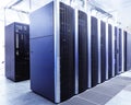 Modern network and telecommunication technology computer concept: server room in datacenter Royalty Free Stock Photo