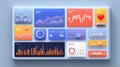 Neumorphic UI dashboard with data visualization, modern design, vibrant colors, soft shadows Royalty Free Stock Photo