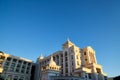 Modern and new apartment building and blue sky background Royalty Free Stock Photo